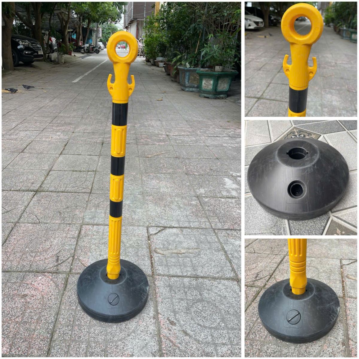 Cọc tiêu cảnh báo phân luồng giao thông 90cm đế nhựa đổ nước hoặc cát